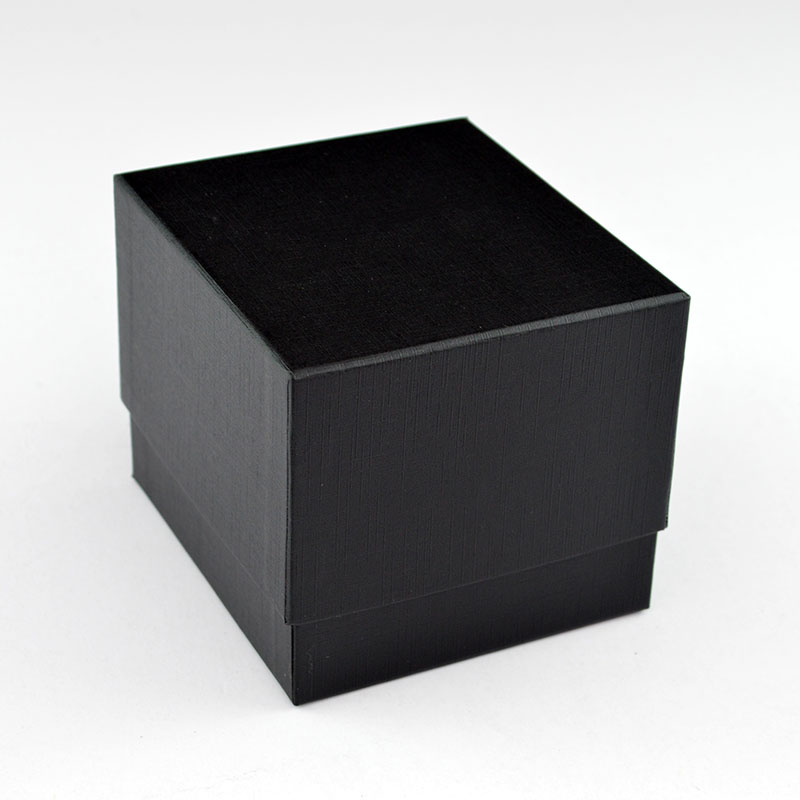 Black Cardboard Watch Box with C - Ring for Single Men's Watch - Custom Logo on Black Paper
