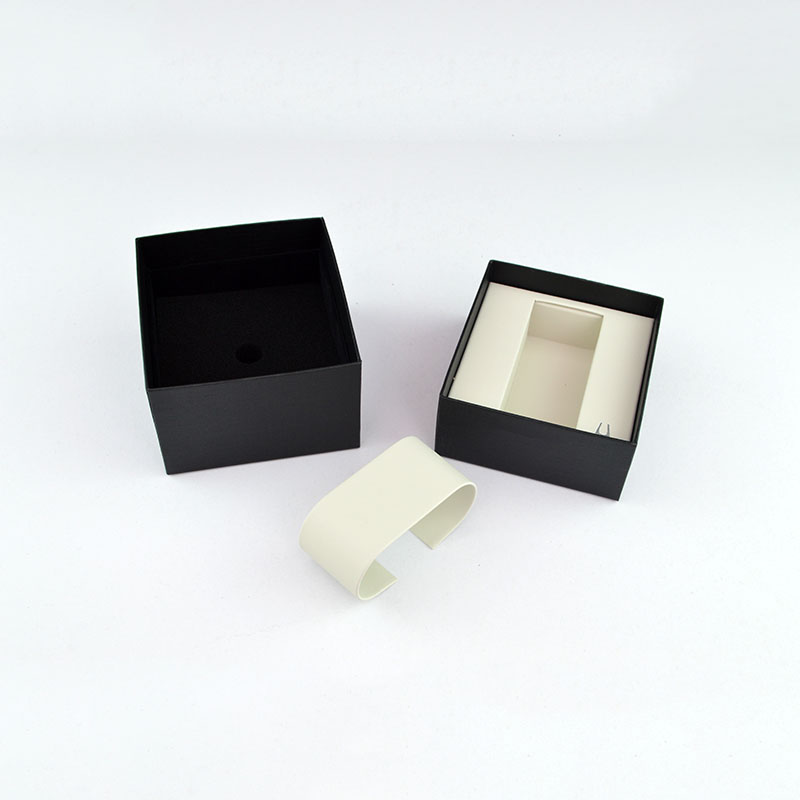 Black Cardboard Watch Boxes With C Ring For Single Man Watch , In Black Paper Customized Logo