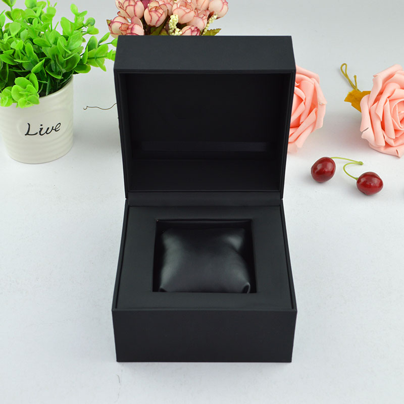 Wholesale Luxury Watch Box In Fine Black Touch Paper With Soft Pillow For Single Men's Watch Display