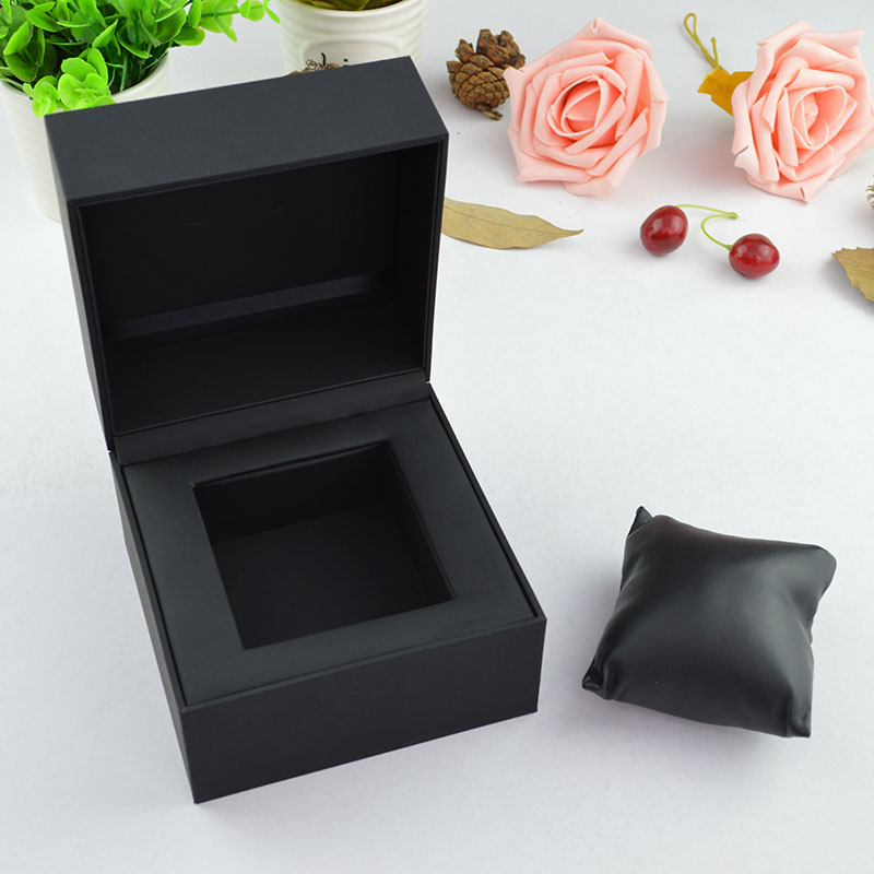 Wholesale Luxury Watch Box In Fine Black Touch Paper With Soft Pillow For Single Men's Watch Display
