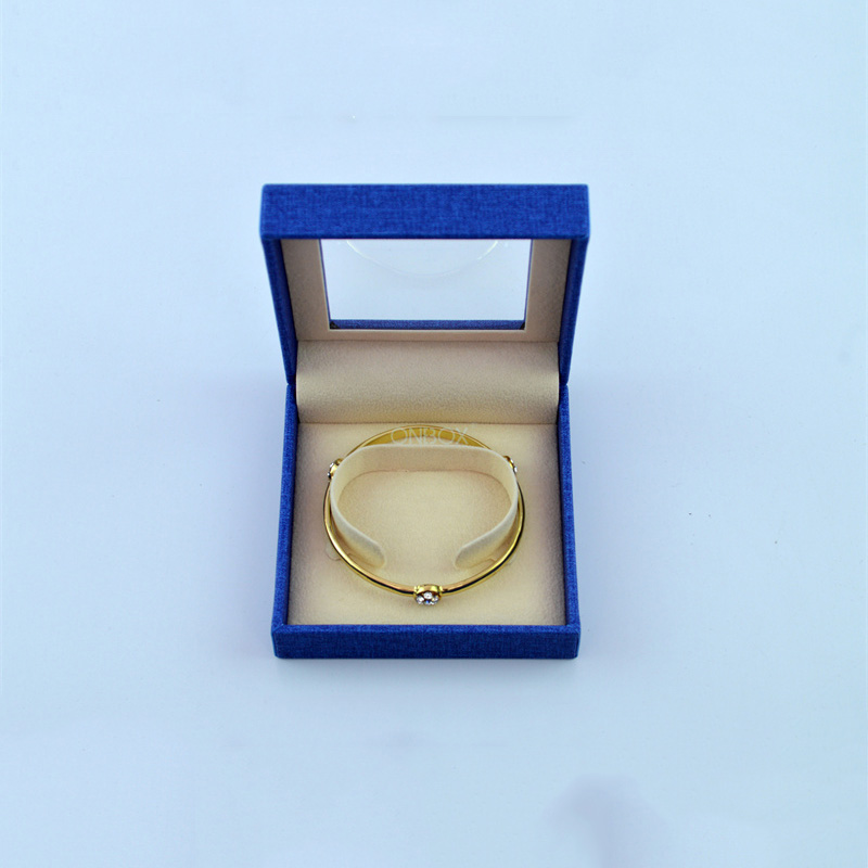Customized Blue Tiffany Glass Jewelry Box For Women Bangle , Factory Supply Window Box