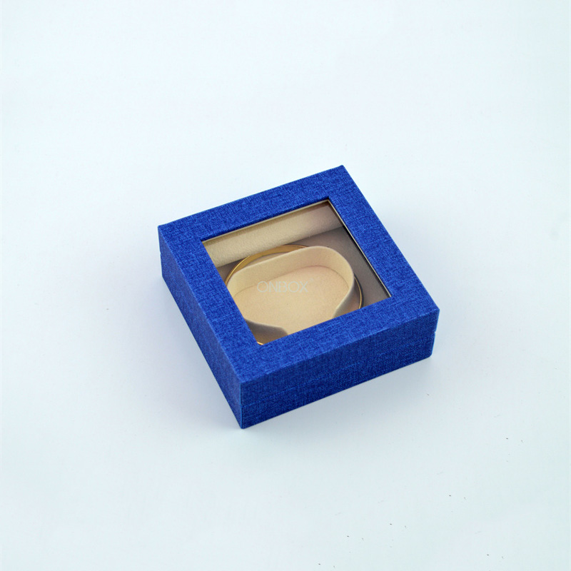 Customized Blue Tiffany Glass Jewelry Box For Women Bangle , Factory Supply Window Box