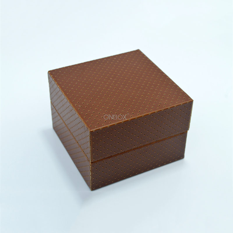 Luxury Brown Faux Leather Watch Box With Hard Pillow , Customized Available For Men's Watch