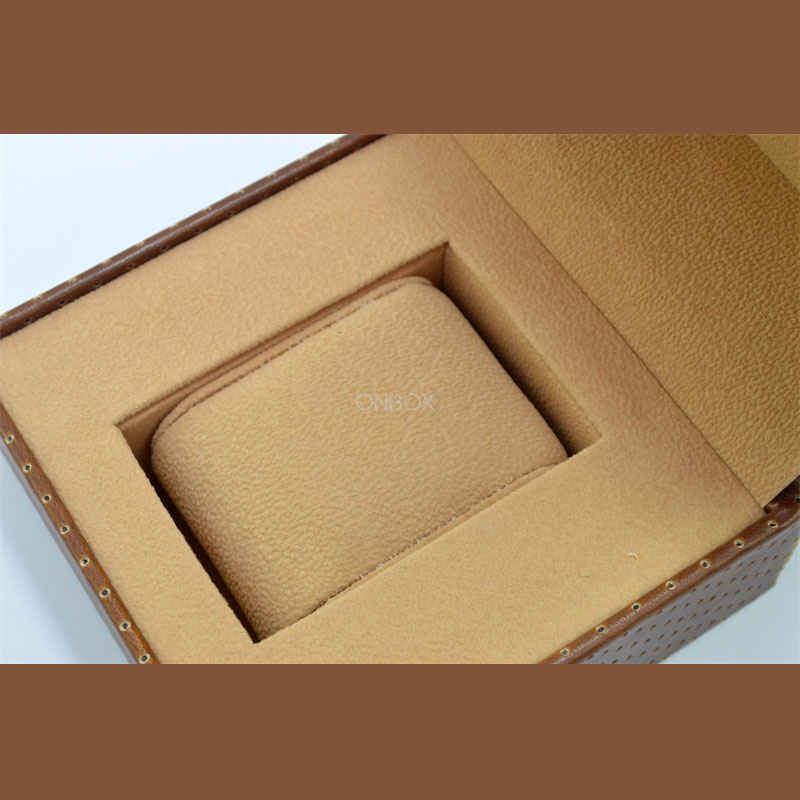 Luxury Brown Faux Leather Watch Box With Hard Pillow , Customized Available For Men's Watch