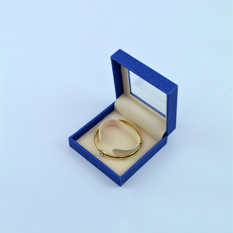 Customized Blue Tiffany Glass Jewelry Box For Women Bangle , Factory Supply Window Box
