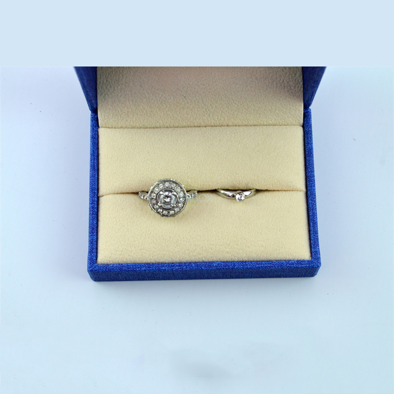 PU Leather Pandora Jewelry Box For 2 Finger Rings / Big Ring With Trasparent Window On Top