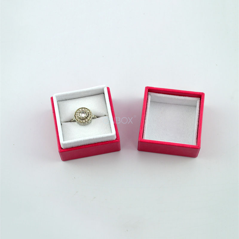Packer Design Leather Jewelry Boxes W/ Custom Size For Ring , Small Square Gift Box In Pink Color , Factory Supply