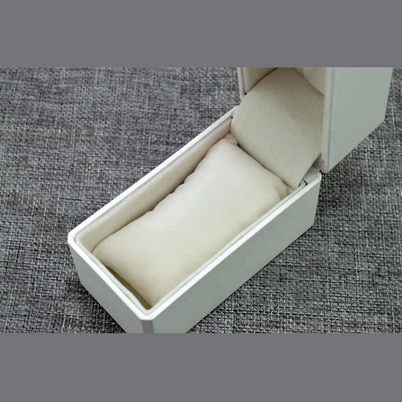 White Paper Velvet Mechanical Watch Box With Hot stamping Logo
