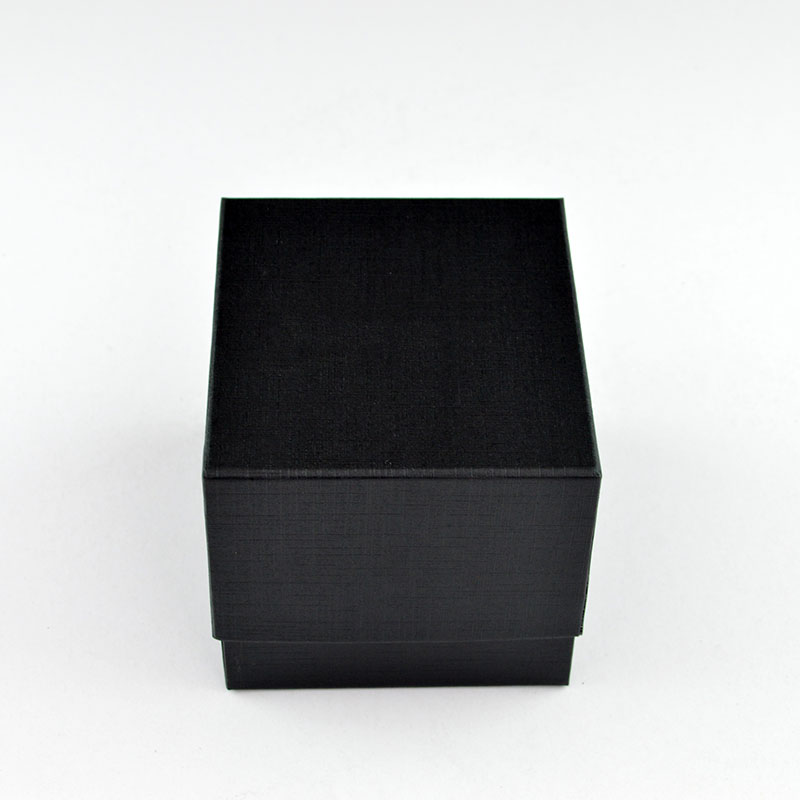 Black Cardboard Watch Box with C - Ring for Single Men's Watch - Custom Logo on Black Paper
