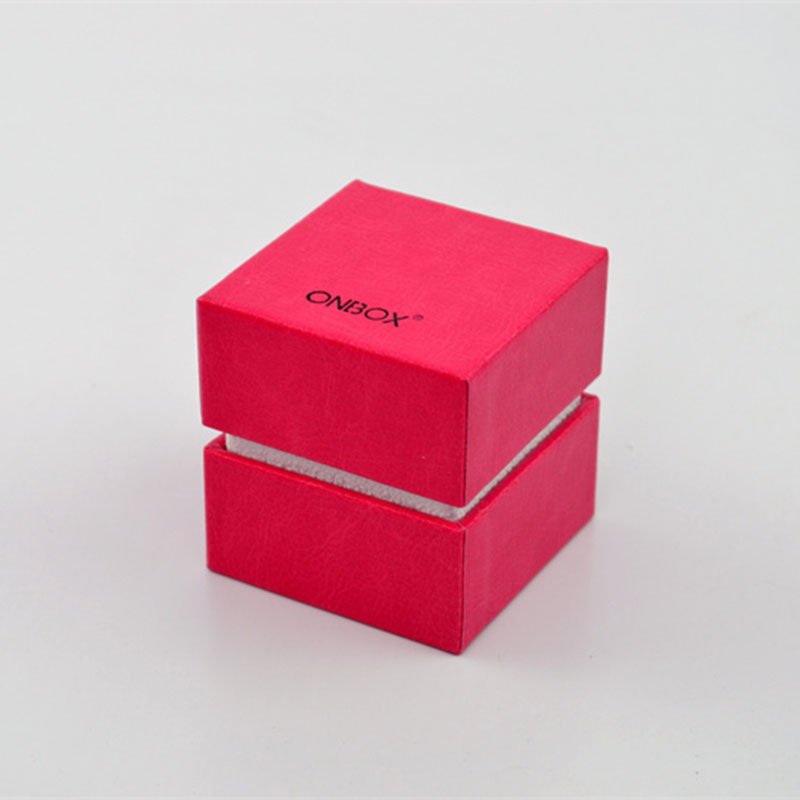 Packer Design Leather Jewelry Boxes W/ Custom Size For Ring , Small Square Gift Box In Pink Color , Factory Supply