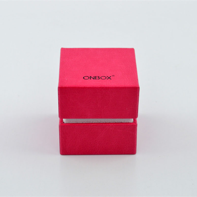 Packer Design Leather Jewelry Boxes W/ Custom Size For Ring , Small Square Gift Box In Pink Color , Factory Supply