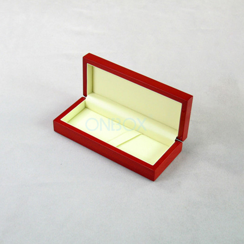 High - Gloss Red Wooden Pen Box with Elegant Arched Top - Gift Box for Pens & Jewelry