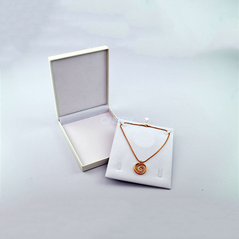 White PU Jewelry Box - Elegant Necklace & Earring Set Display Case