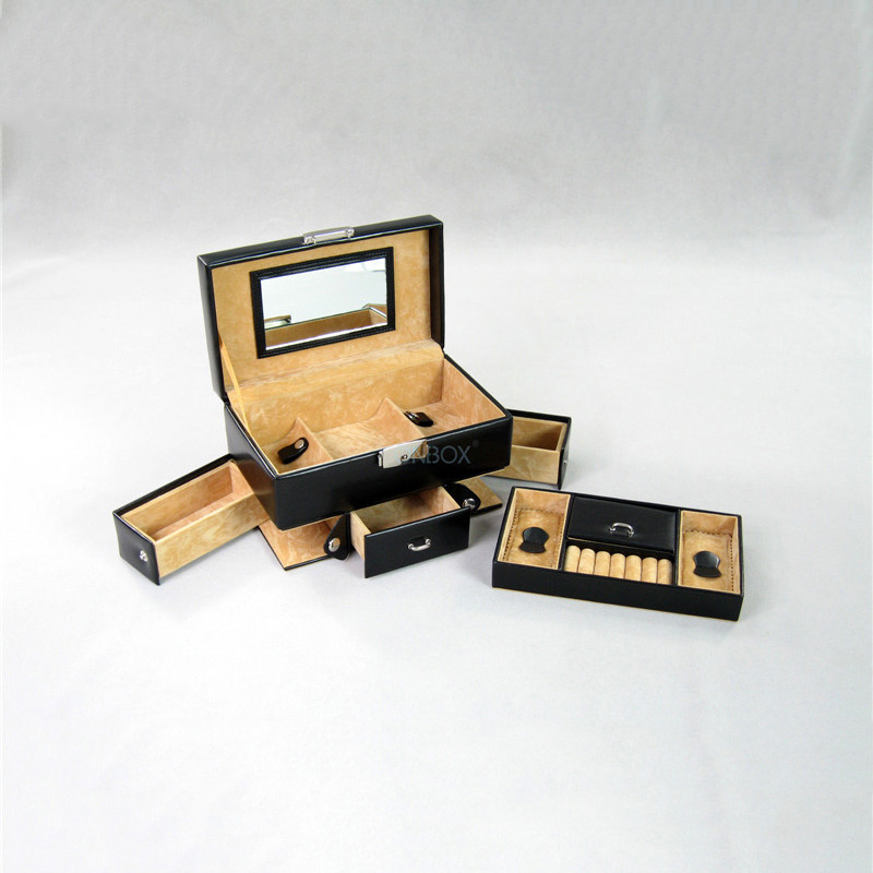 Luxury PU Leather Jewelry Case - Multi - Drawer Jewelry Collection Box for Organized Storage