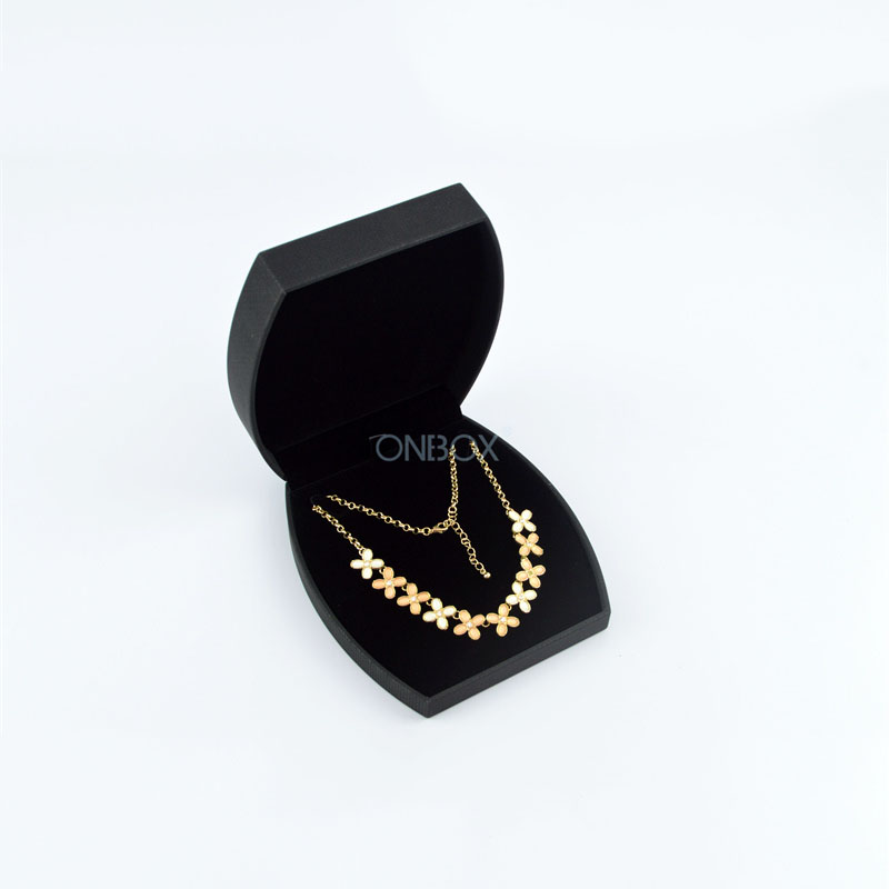 Luxury Black PU Necklace Box with Velvet Lining - Factory - Direct Jewelry Packaging