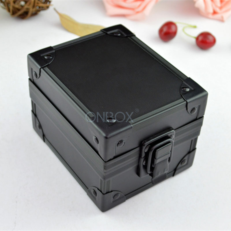 Black Aluminium Watch Box - Luxury Single Watch Storage Case with Lock