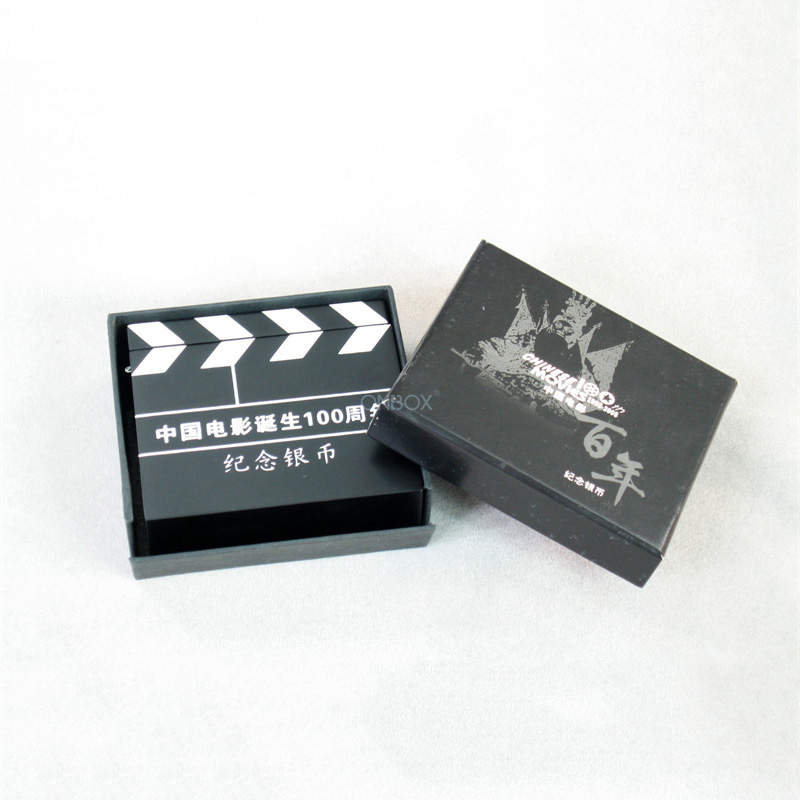 Matt Finish Wooden Coin Box with Movie Clapperboard Design - Customizable Coin Display Case