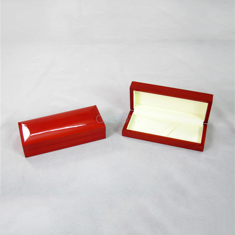 High - Gloss Red Wooden Pen Box with Elegant Arched Top - Gift Box for Pens & Jewelry