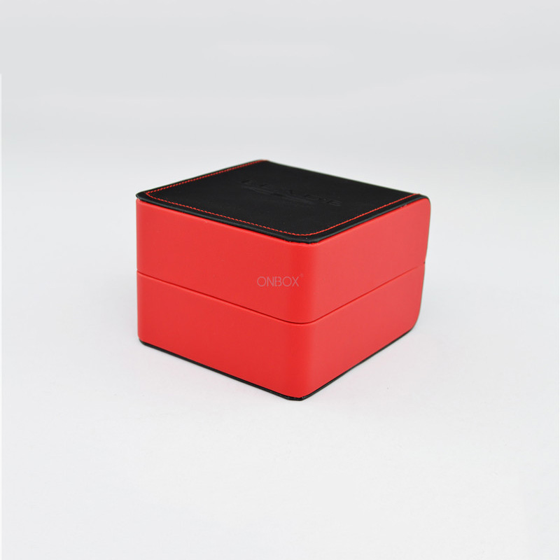 Luxury Two - Color Red & Black PU Watch Box - Custom Leather Watch Case with Removable Pillow