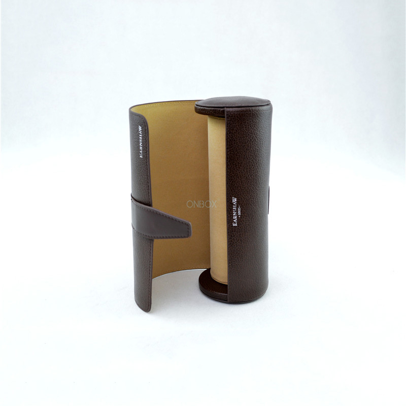 Luxury Brown PU Leather Watch Roll - Custom Watch Box for Travel & Gifting