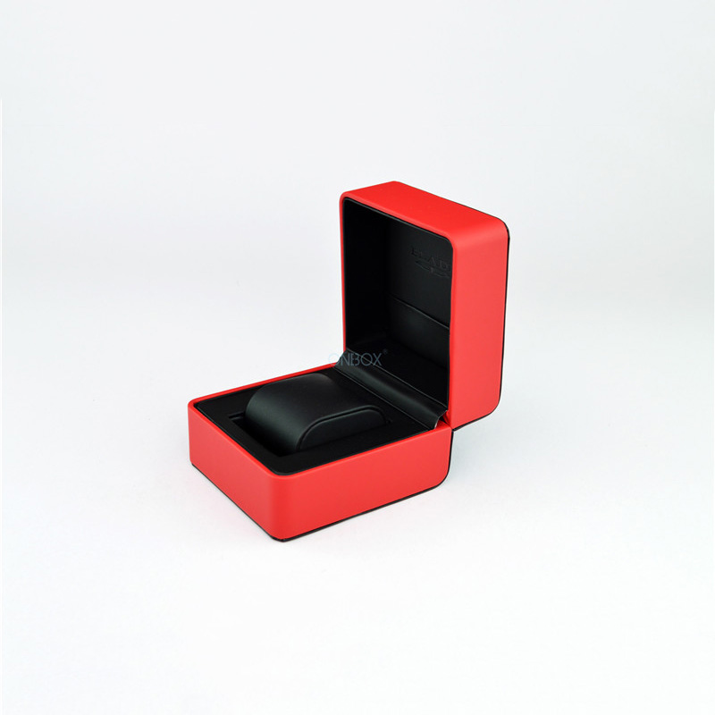 Luxury Two - Color Red & Black PU Watch Box - Custom Leather Watch Case with Removable Pillow