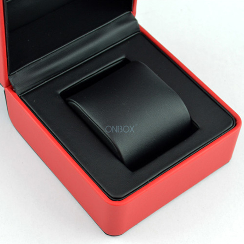 Luxury Two - Color Red & Black PU Watch Box - Custom Leather Watch Case with Removable Pillow