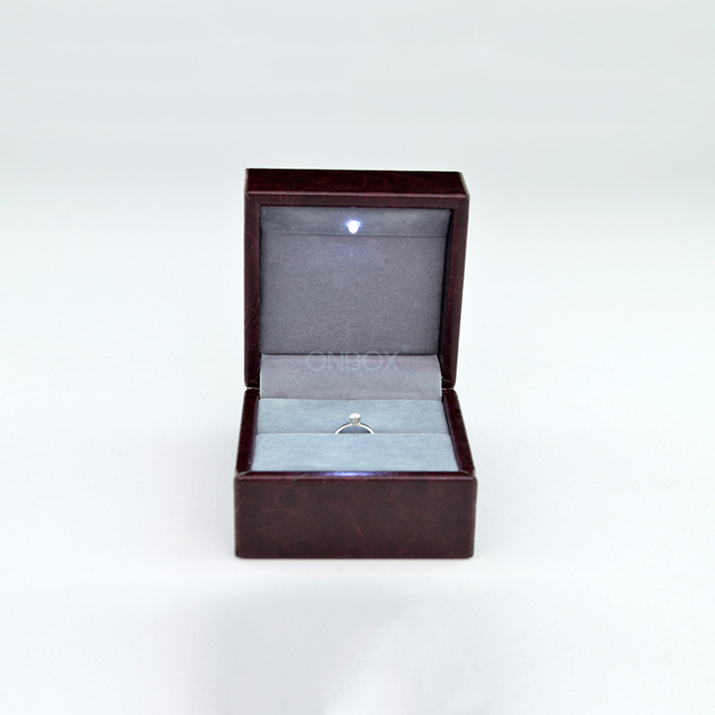Luxury Brown PU LED Ring Box - Custom Jewelry Box for Proposal & Engagement Rings