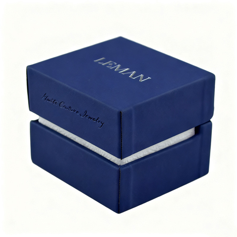 Luxury Blue Skin - Touch PU Ring Box - Custom Jewelry Box for Premium Ring Packaging