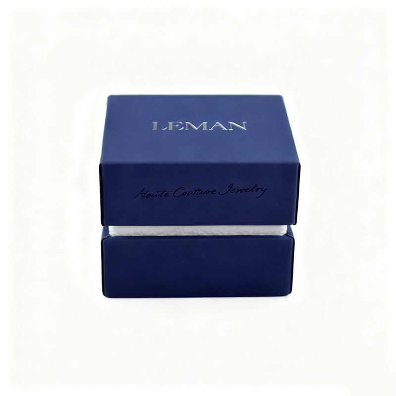 Luxury Blue Skin - Touch PU Ring Box - Custom Jewelry Box for Premium Ring Packaging
