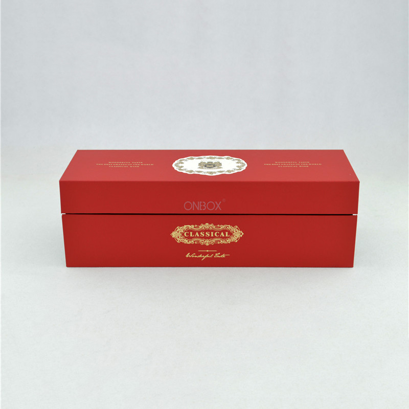 Red Specialty Paper Wine Box - Elegant Single Bottle Wine Gift Box with Magnetic Closure