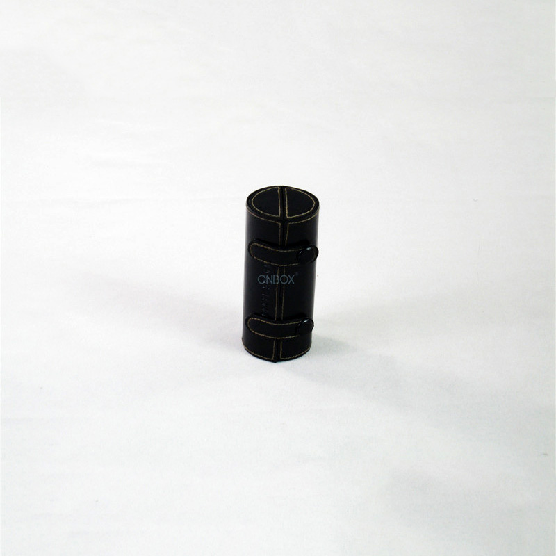 Glossy Black PU Lipstick Box - Compact Single Lipstick Storage Case with Secure Closure