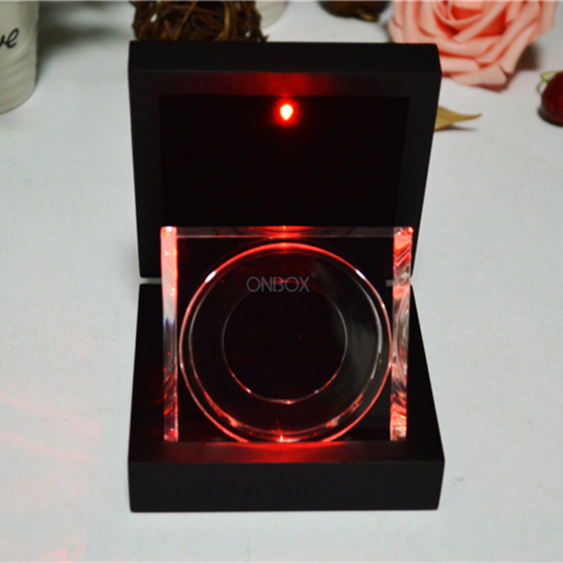 Black Matte Wooden LED Coin Box - Luxury Display Case with Acrylic Stand for Commemorative Coins