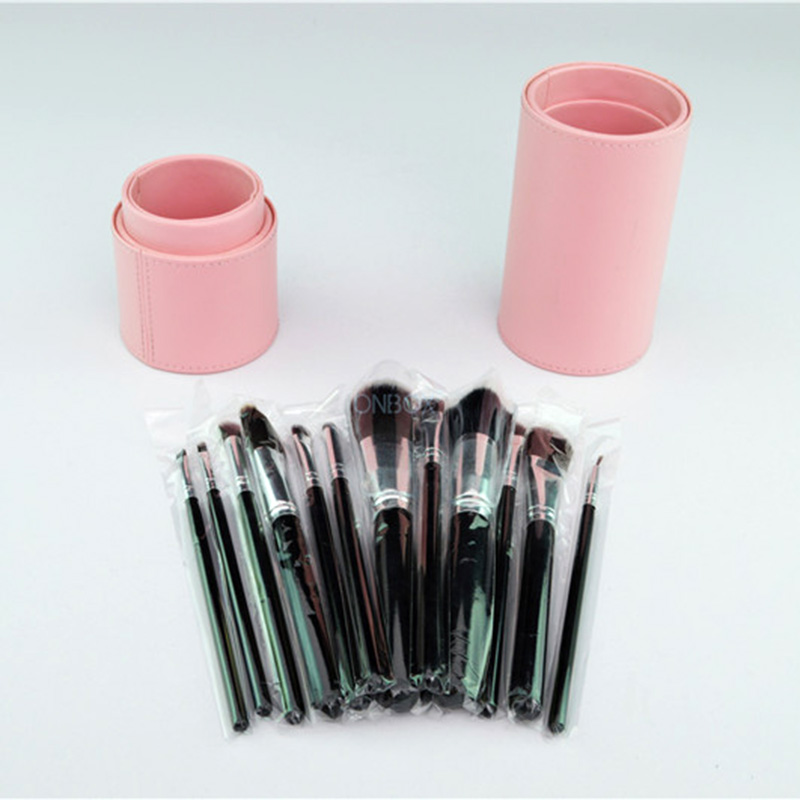 Soft Light Pink PU Cosmetic Tube Box - Custom Makeup Brush Storage Case for Beauty Tools