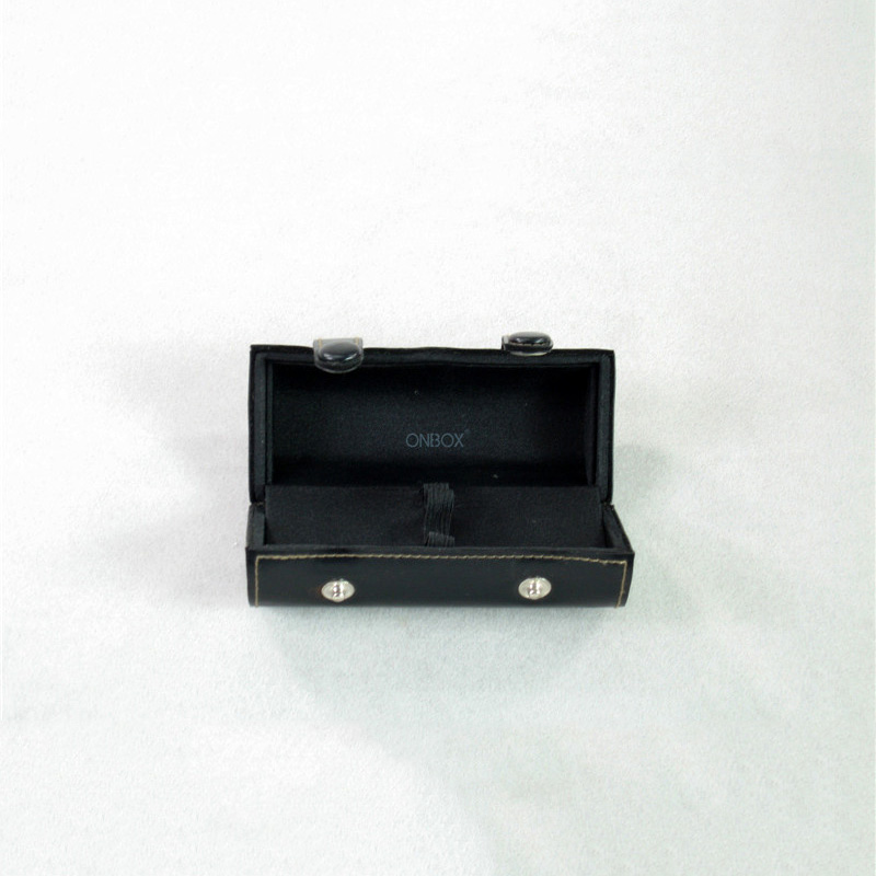 Glossy Black PU Lipstick Box - Compact Single Lipstick Storage Case with Secure Closure