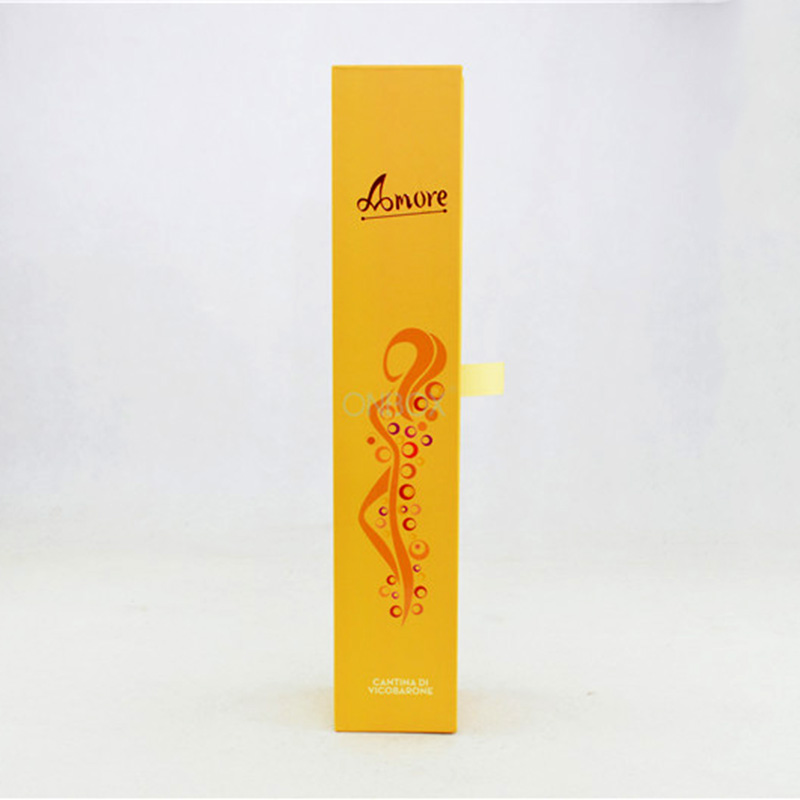 Bright Yellow Printed Drawer Wine Box - Single Bottle Gift Packaging with Custom EVA Insert