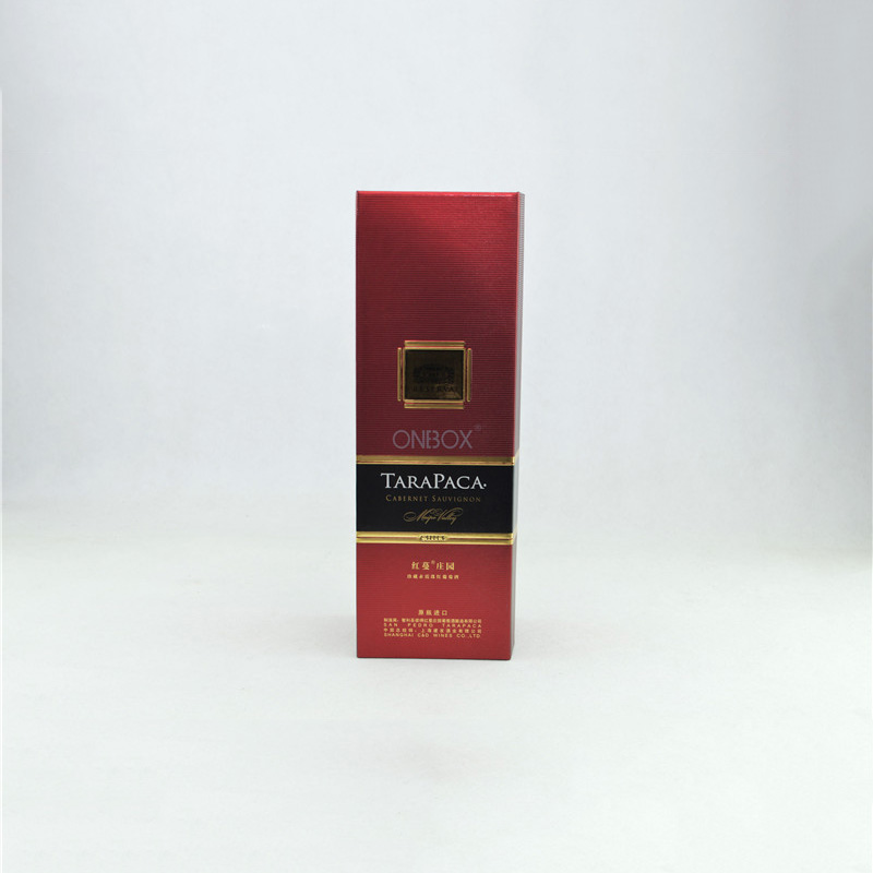 Burgundy & Gold Textured Wine Box - Single Bottle Gift Packaging with Custom Lining