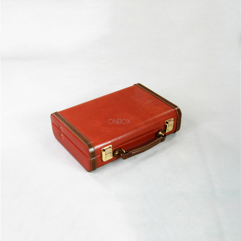 Vintage Two-Tone PU Jewelry Case - Spacious Travel Jewelry Storage Box with Mirror