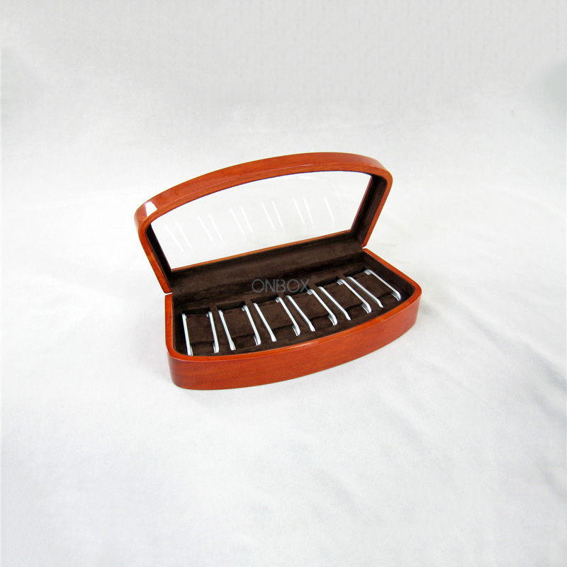 High-Gloss Wooden Watch Case with Window Display - 6-Slot Storage Box for Watch Collections