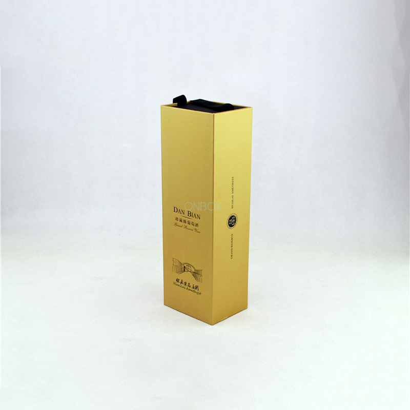 Gold Specialty Paper Foldable Wine Box - Premium Single Bottle Wine Gift Box with Magnetic Closure