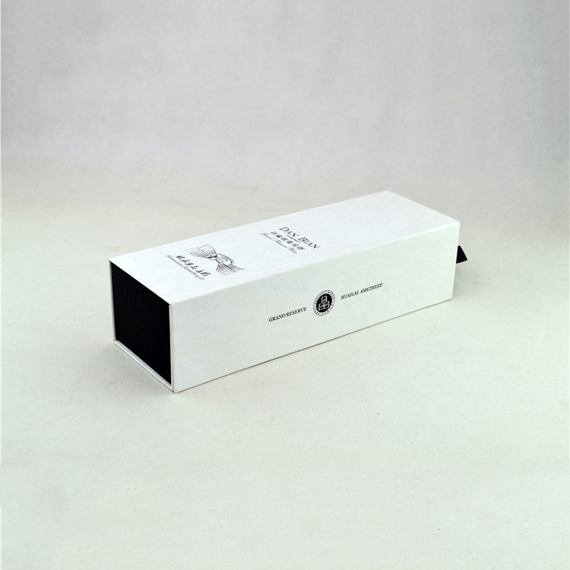 Minimalist White Foldable Wine Box - Single Bottle Gift Packaging with Magnetic Closure & Carry Strap
