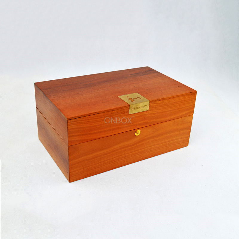 Wooden Multi-Piece Gift Set Box with Brass Accents - Customizable Storage for Curated Gifts
