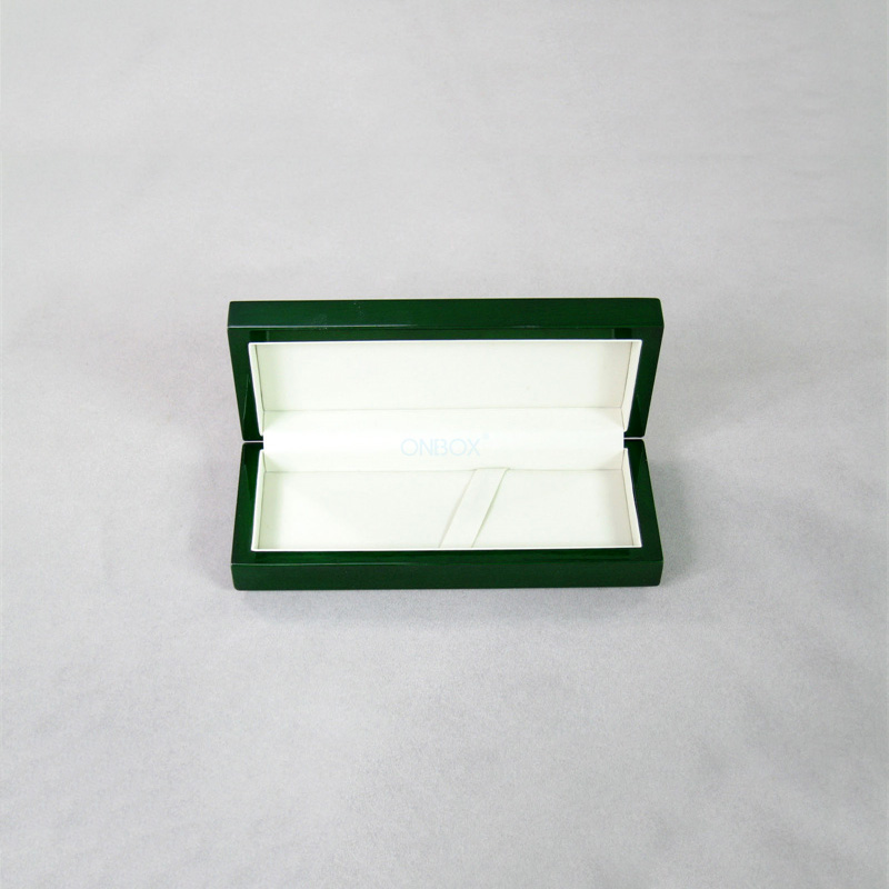 High-Gloss Dark Green Painted Pen Box - Luxury Arched-Top Storage Case for Premium Pens