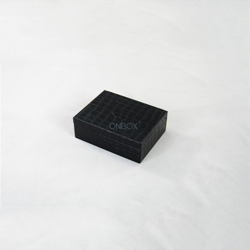 Black Crocodile-Embossed PU Leather Belt Box - Luxury Men’s Accessory Storage Case