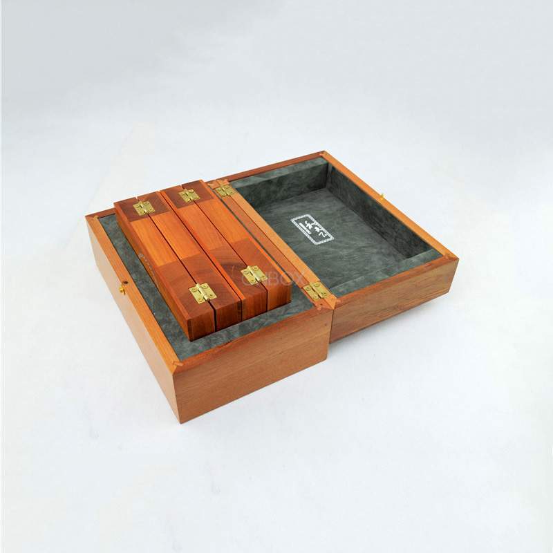 Wooden Multi-Piece Gift Set Box with Brass Accents - Customizable Storage for Curated Gifts