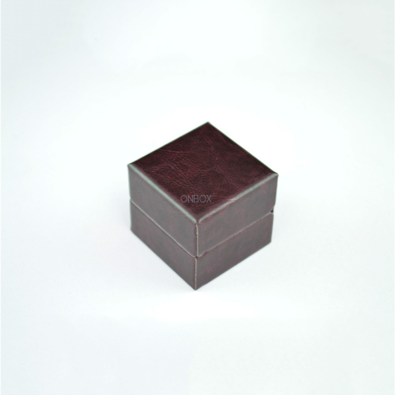 Burgundy PU Leather LED Ring Box - Compact Proposal & Jewelry Display Case
