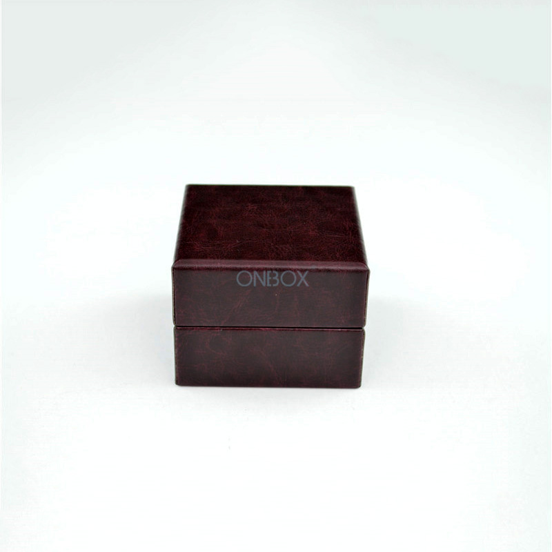 LED-Lit Burgundy PU Leather Ring Box - Luxury Proposal & Jewelry Display Case
