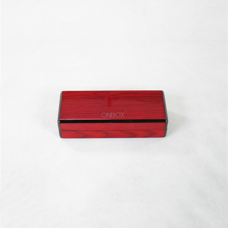 High-Gloss Red Painted Pen Box - Luxury Wooden Storage Case for Premium Pens
