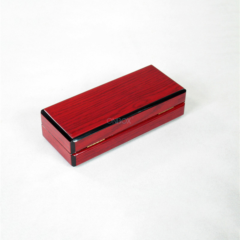 High-Gloss Red Painted Pen Box - Luxury Wooden Storage Case for Premium Pens