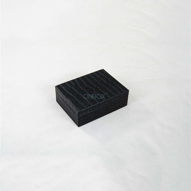 Black Crocodile-Embossed PU Leather Belt Box - Luxury Men’s Accessory Storage Case