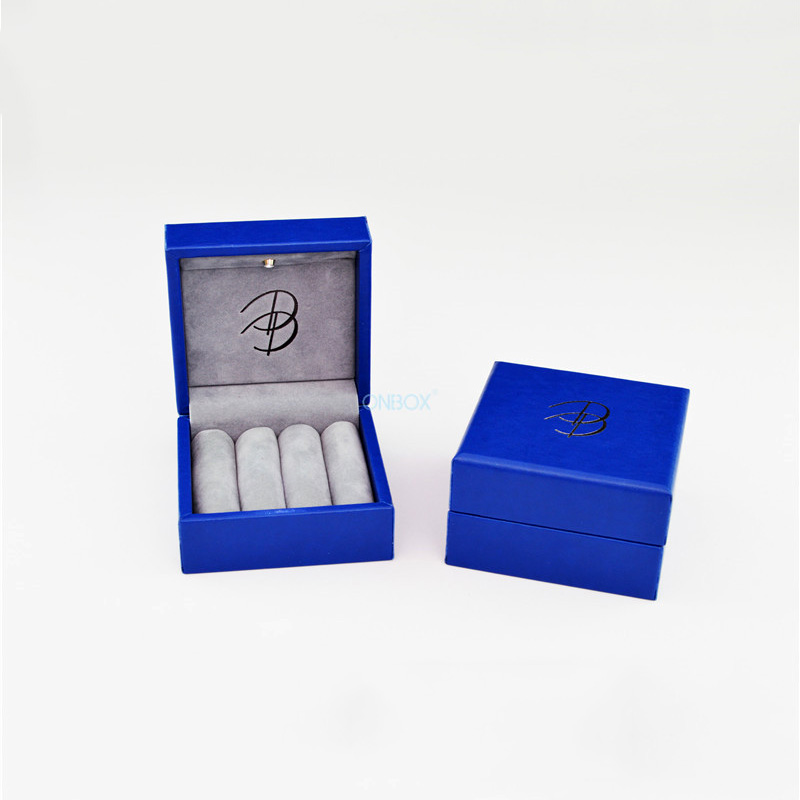 LED-Lit Royal Blue PU Leather Multi-Ring Box - Luxury Jewelry Collection Storage Case